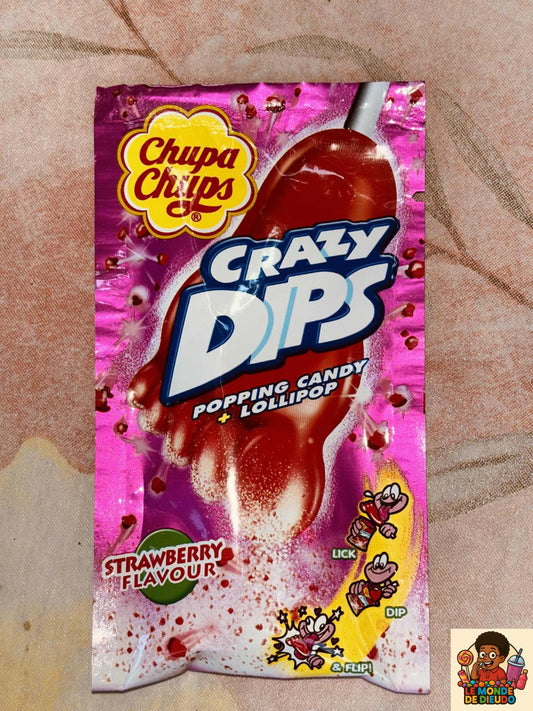 Sucette Chupa Chups Crazy Dips Popping Candy Fraise(Strawberry) 14g Neuf